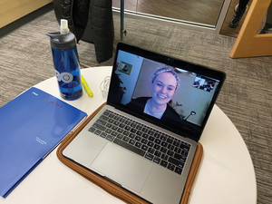 Maddie Ernst (BSJ, 2019) video calls with agency, Luene Blu